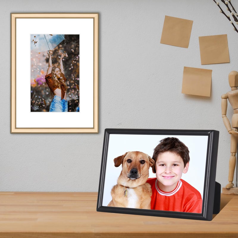 Fkvat 6x8 Picture Frame, Black Modern Aluminum Metal Photo Frame with HD Glass, Fits 5x7 with Mat or 6 x 8 without Mat, for Tabletop and Wall Mounting, 1 Pack - Image 4
